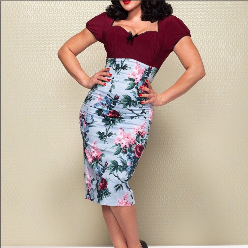 Pinup Girl Couture Maryann Floral Wiggle Dress